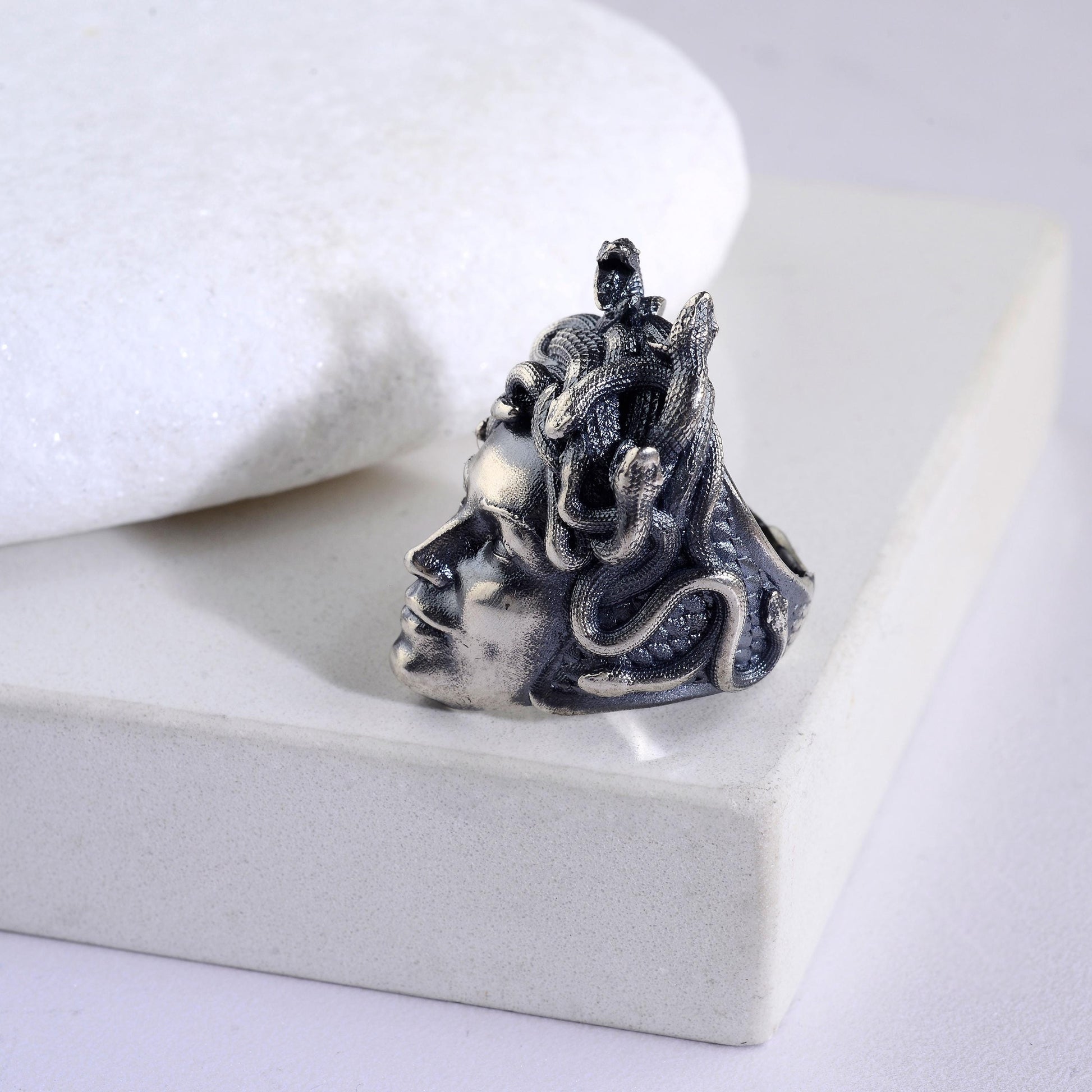 925 Sterling Silver Medusa Ring, Greek Mythology Signet