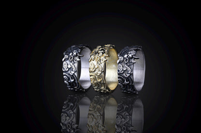 Sterling Silver Oni Mask Ring, Devil Ring, Japanese Jewelry, Hannya Mask Ring, Samurai Mask Ring, Japanese Evil Spirit, Gifr for Boyfriend
