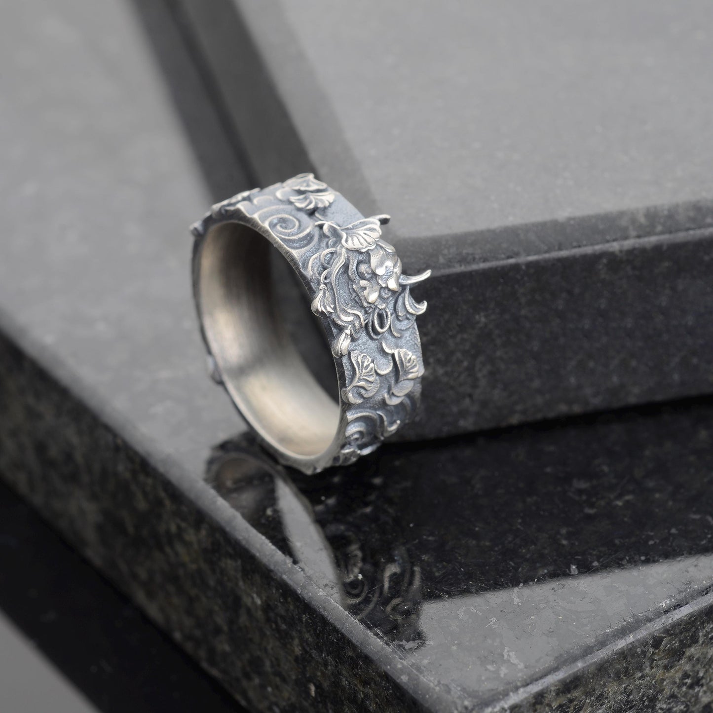Sterling Silver Oni Mask Ring, Devil Ring, Japanese Jewelry, Hannya Mask Ring, Samurai Mask Ring, Japanese Evil Spirit, Gifr for Boyfriend