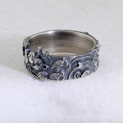Sterling Silver Oni Mask Ring, Devil Ring, Japanese Jewelry, Hannya Mask Ring, Samurai Mask Ring, Japanese Evil Spirit, Gifr for Boyfriend