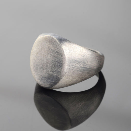 925 Sterling Silver Plated Signet Ring: Minimalist Vintage Band