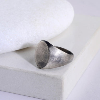 925 Sterling Silver Plated Signet Ring: Minimalist Vintage Band