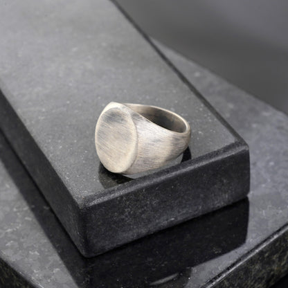925 Sterling Silver Plated Signet Ring: Minimalist Vintage Band