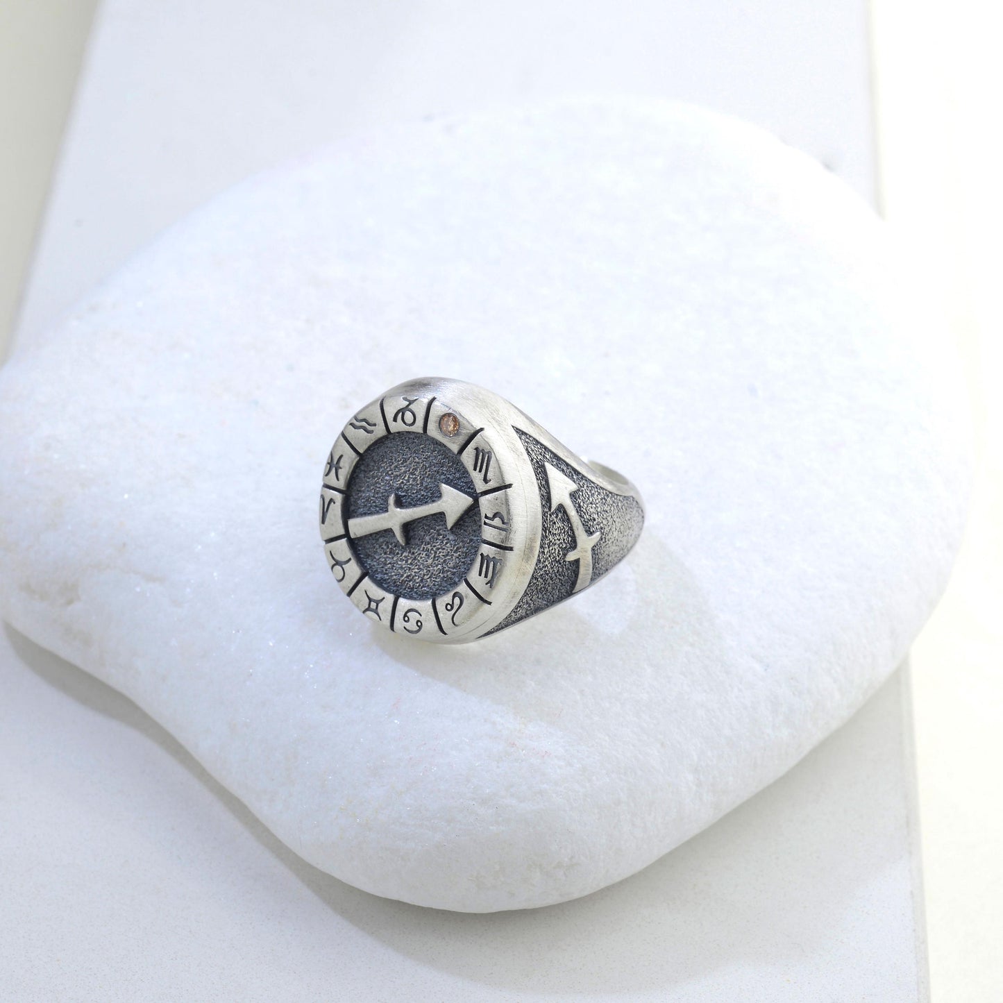 Sterling Silver Sagittarius Ring: Birthstone Ring