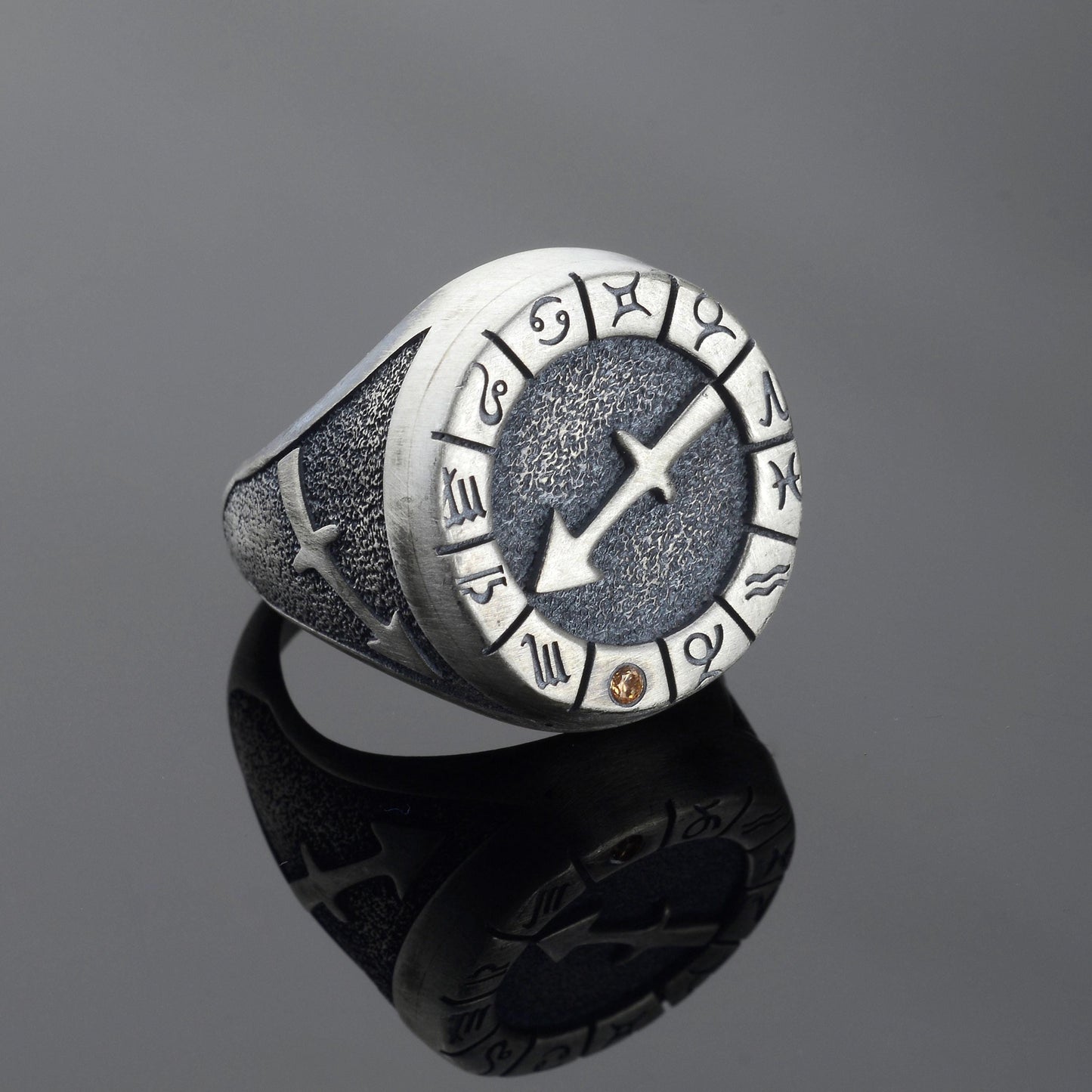 Sterling Silver Sagittarius Ring: Birthstone Ring