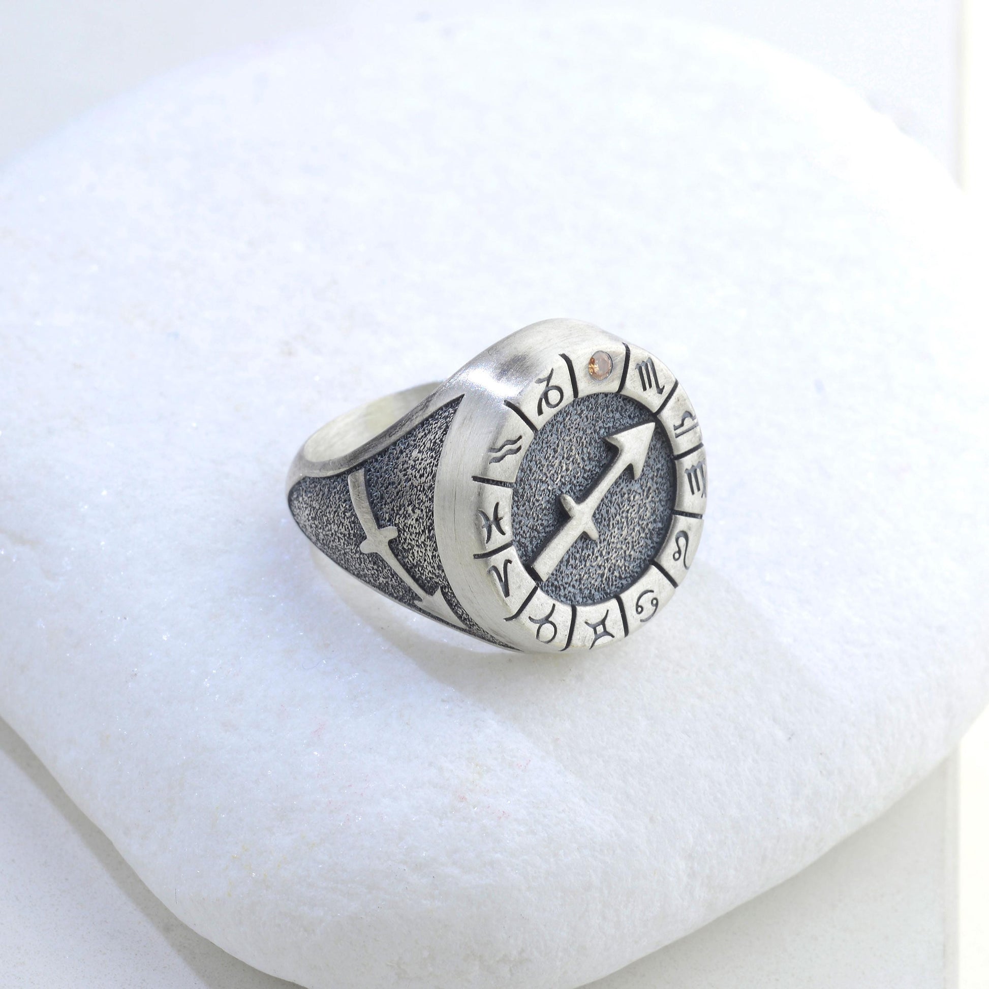 Sterling Silver Sagittarius Ring: Birthstone Ring