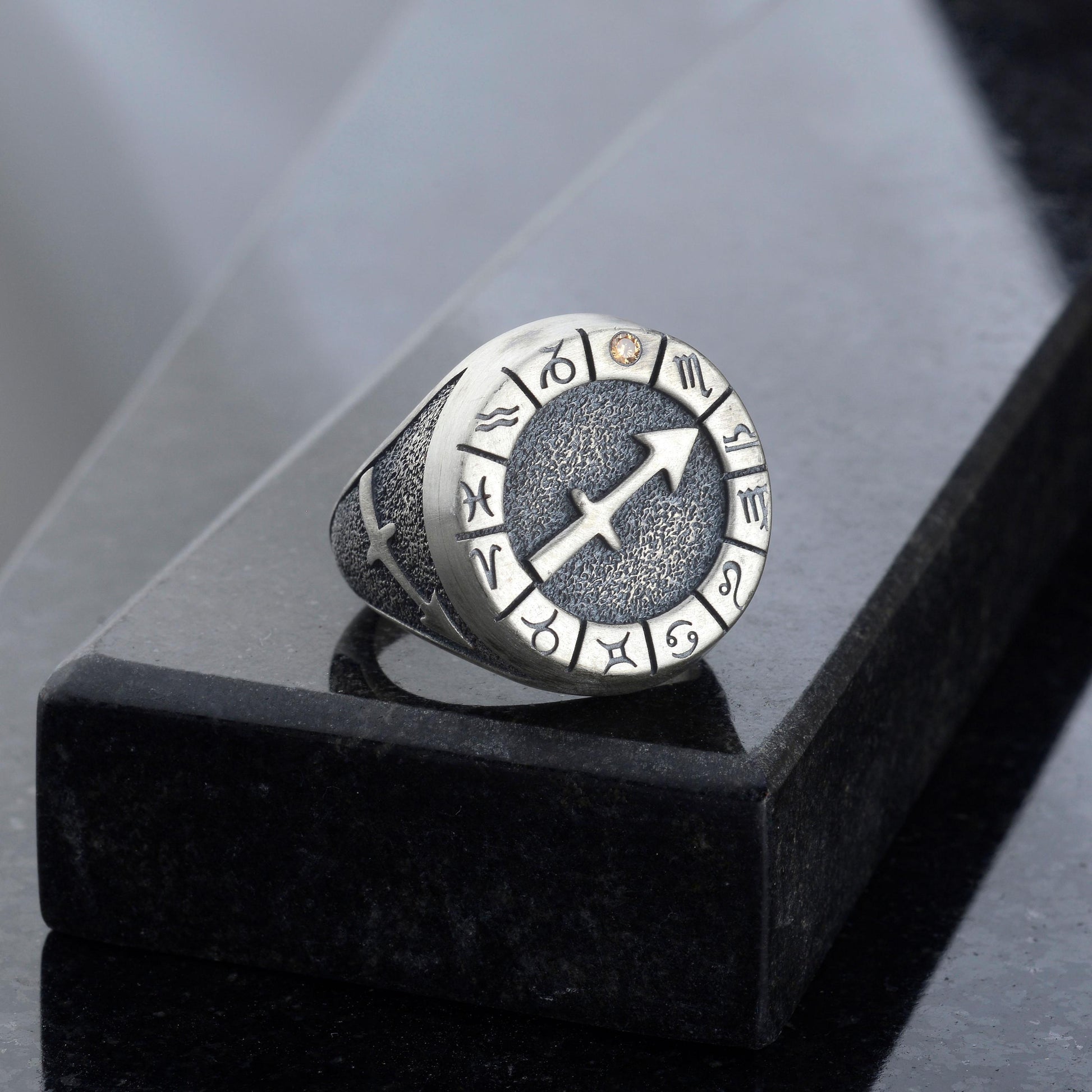 Sterling Silver Sagittarius Ring: Birthstone Ring