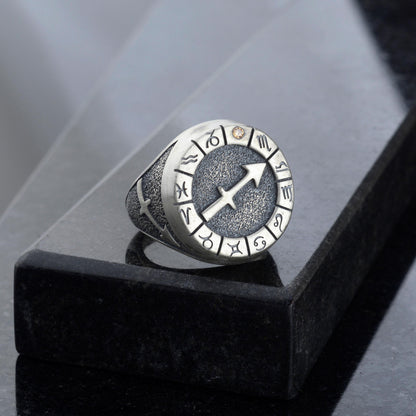 Sterling Silver Sagittarius Ring: Birthstone Ring