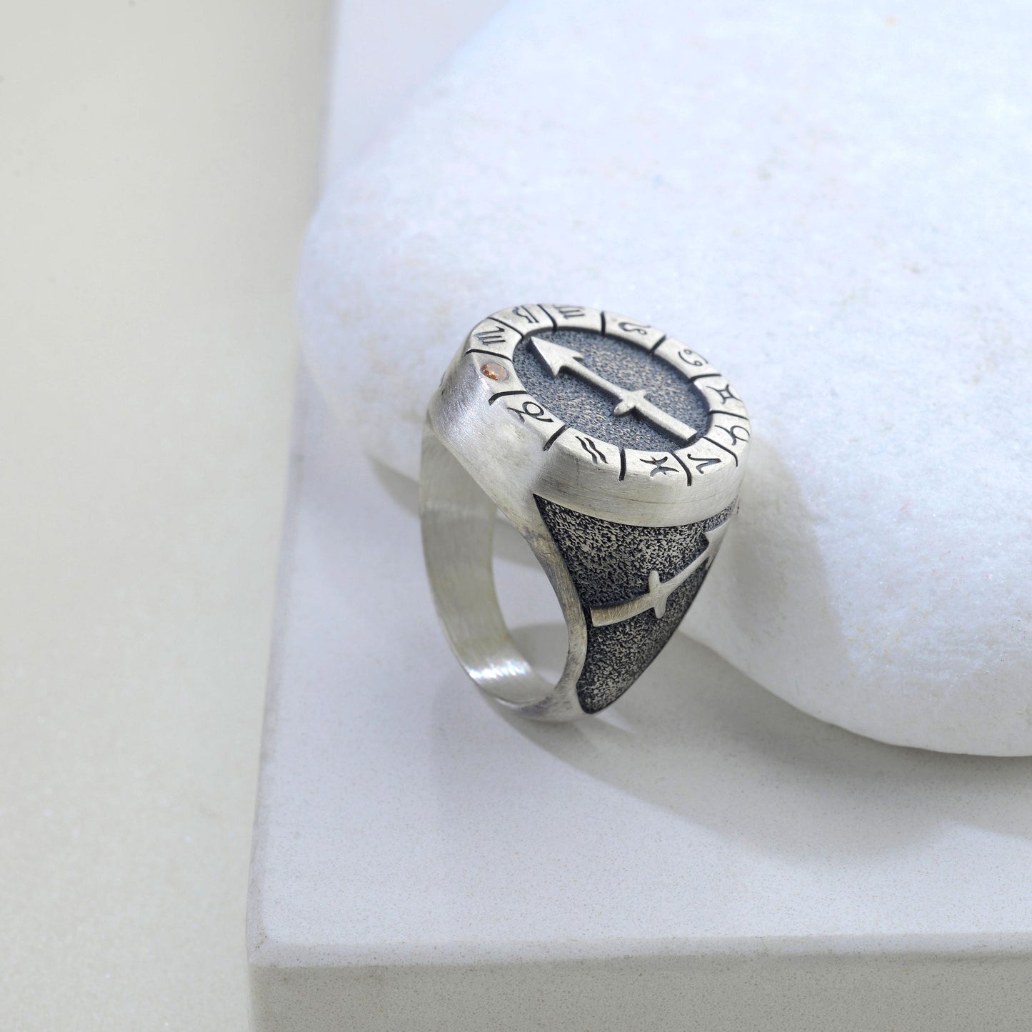 Sterling Silver Sagittarius Ring: Birthstone Ring