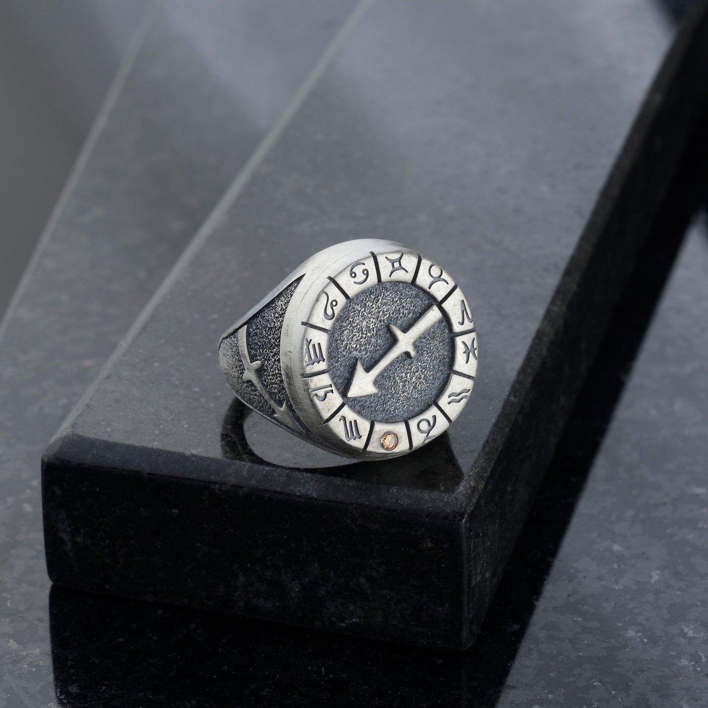 Sterling Silver Sagittarius Ring: Birthstone Ring