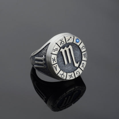 Sterling Silver Scorpio Zodiac Ring: Horoscope Astrology Ring