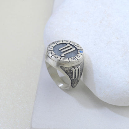 Sterling Silver Scorpio Zodiac Ring: Horoscope Astrology Ring