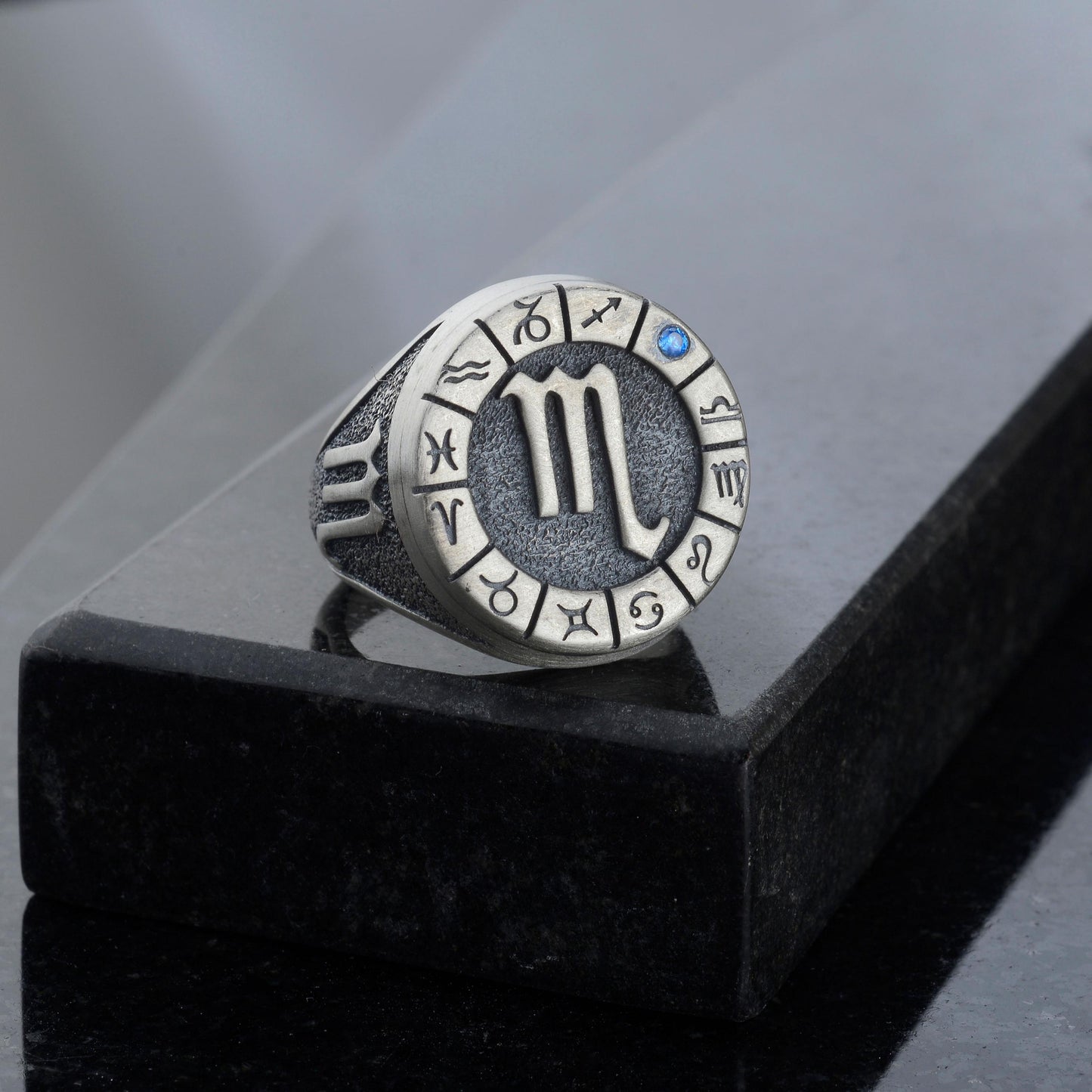 Sterling Silver Scorpio Zodiac Ring: Horoscope Astrology Ring