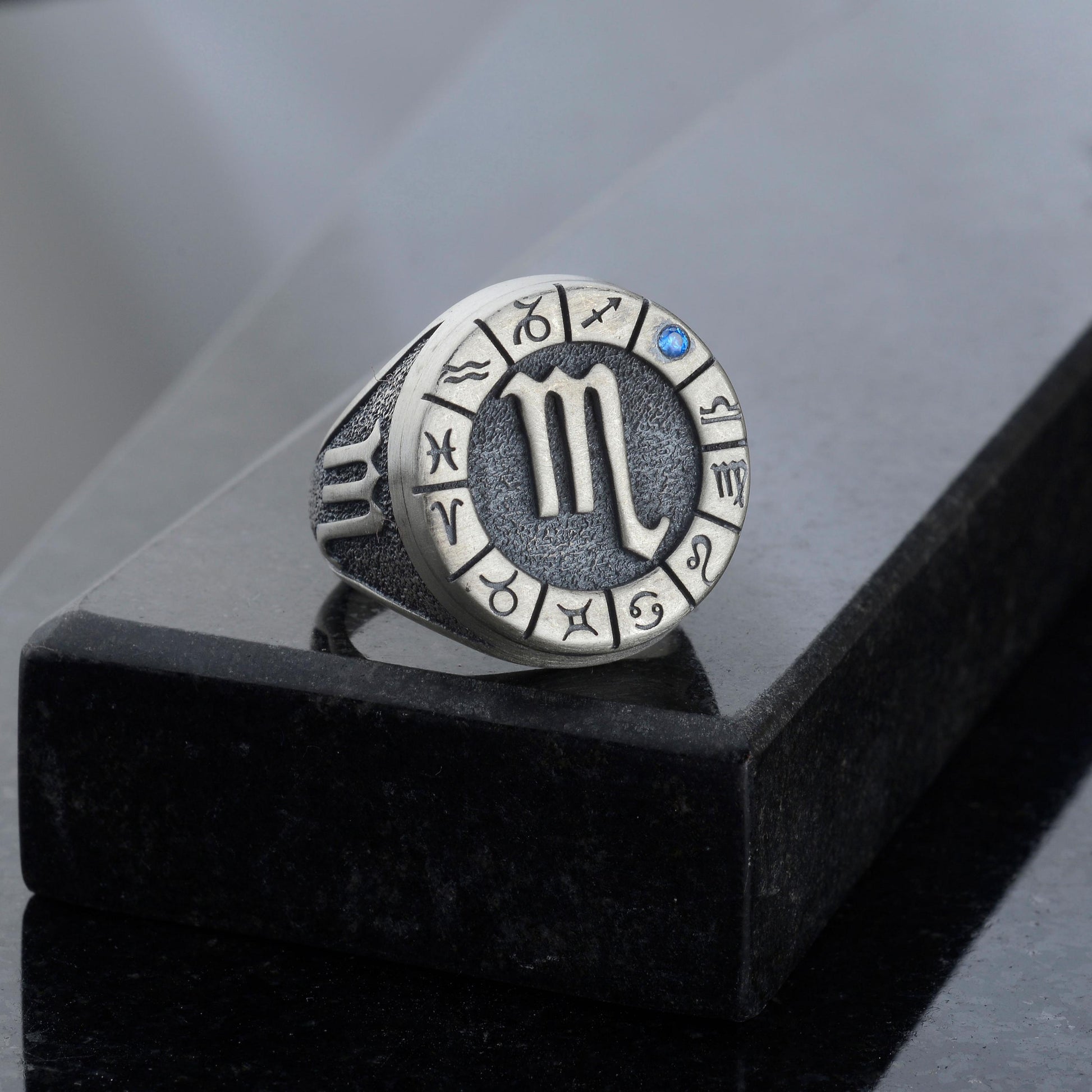 Sterling Silver Scorpio Zodiac Ring: Horoscope Astrology Ring