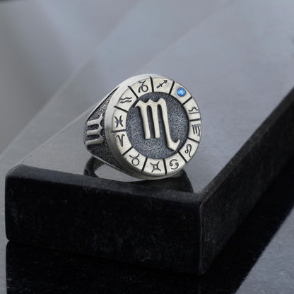Sterling Silver Scorpio Zodiac Ring: Horoscope Astrology Ring