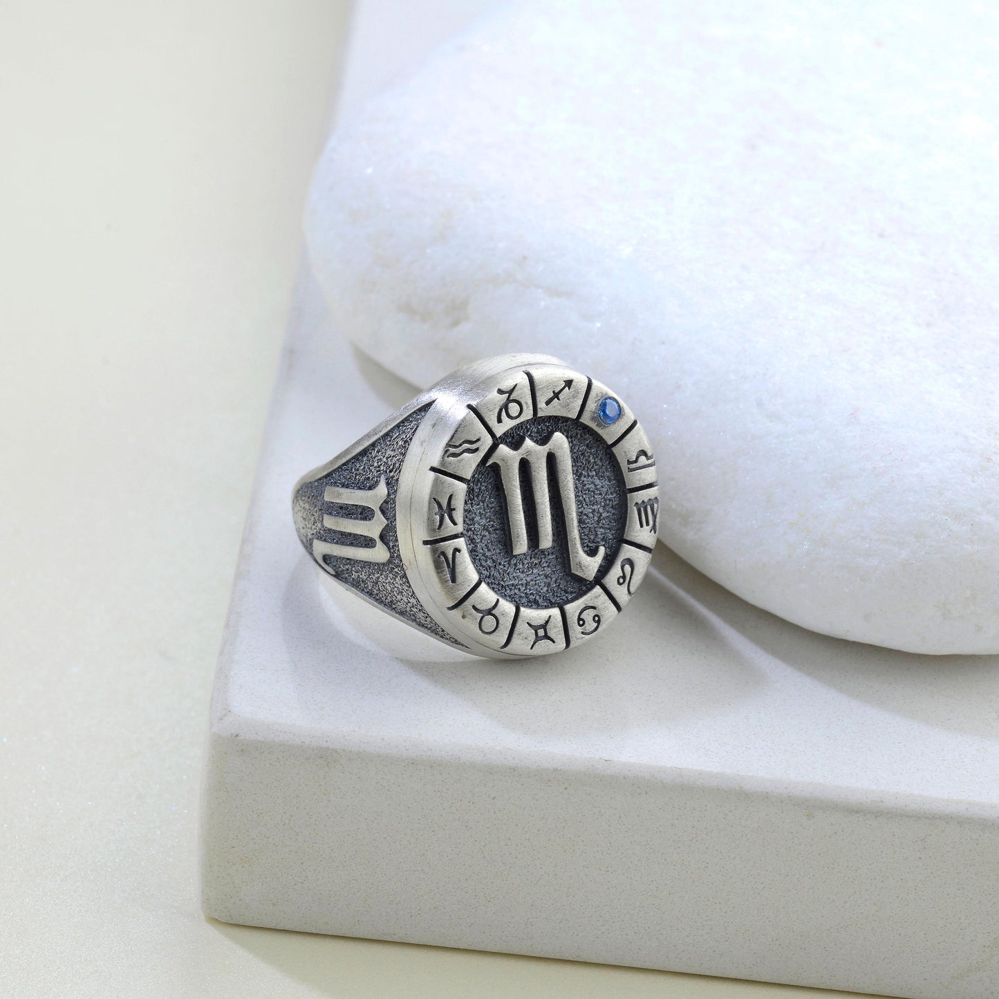 Sterling Silver Scorpio Zodiac Ring: Horoscope Astrology Ring