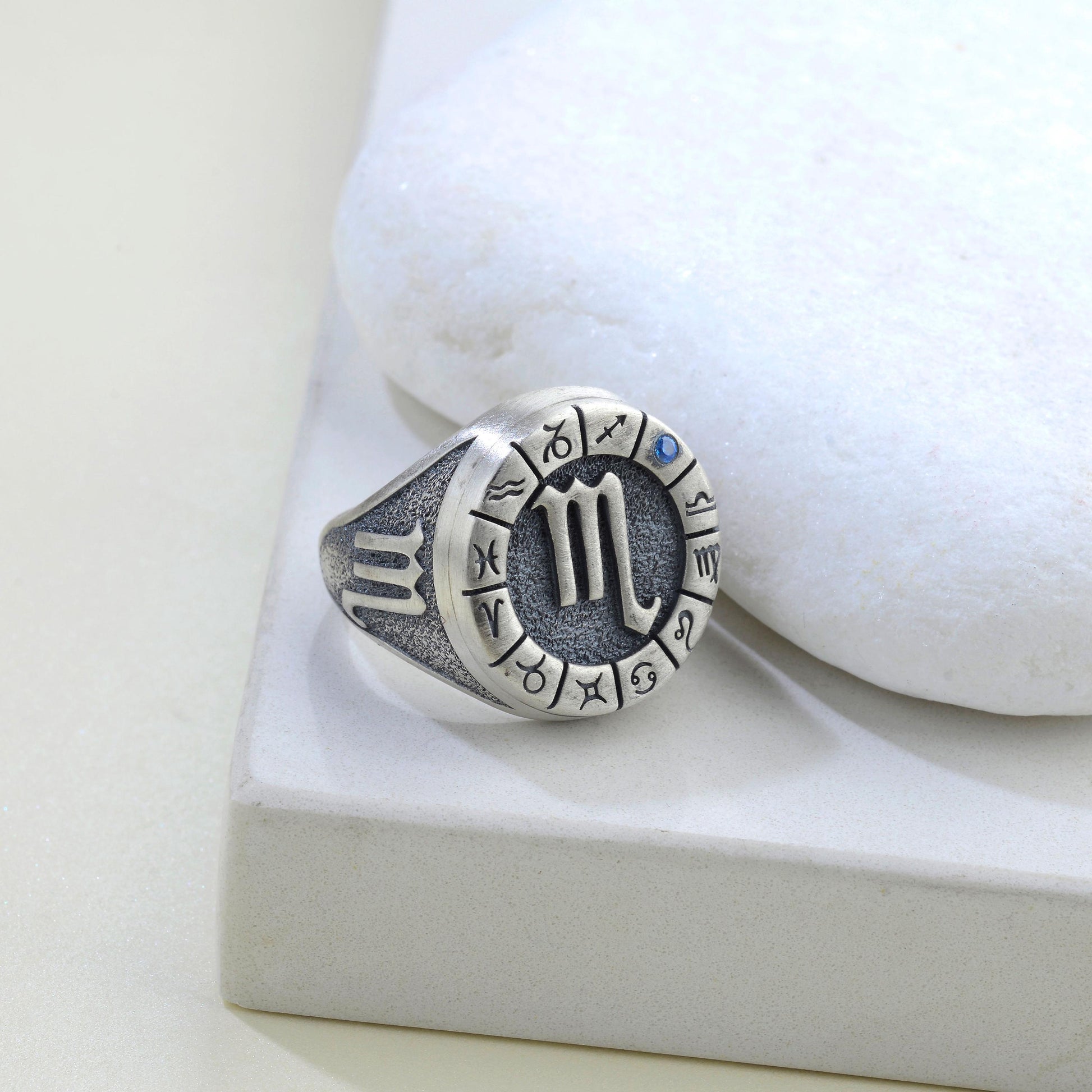 Sterling Silver Scorpio Zodiac Ring: Horoscope Astrology Ring