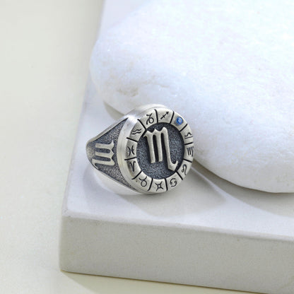 Sterling Silver Scorpio Zodiac Ring: Horoscope Astrology Ring