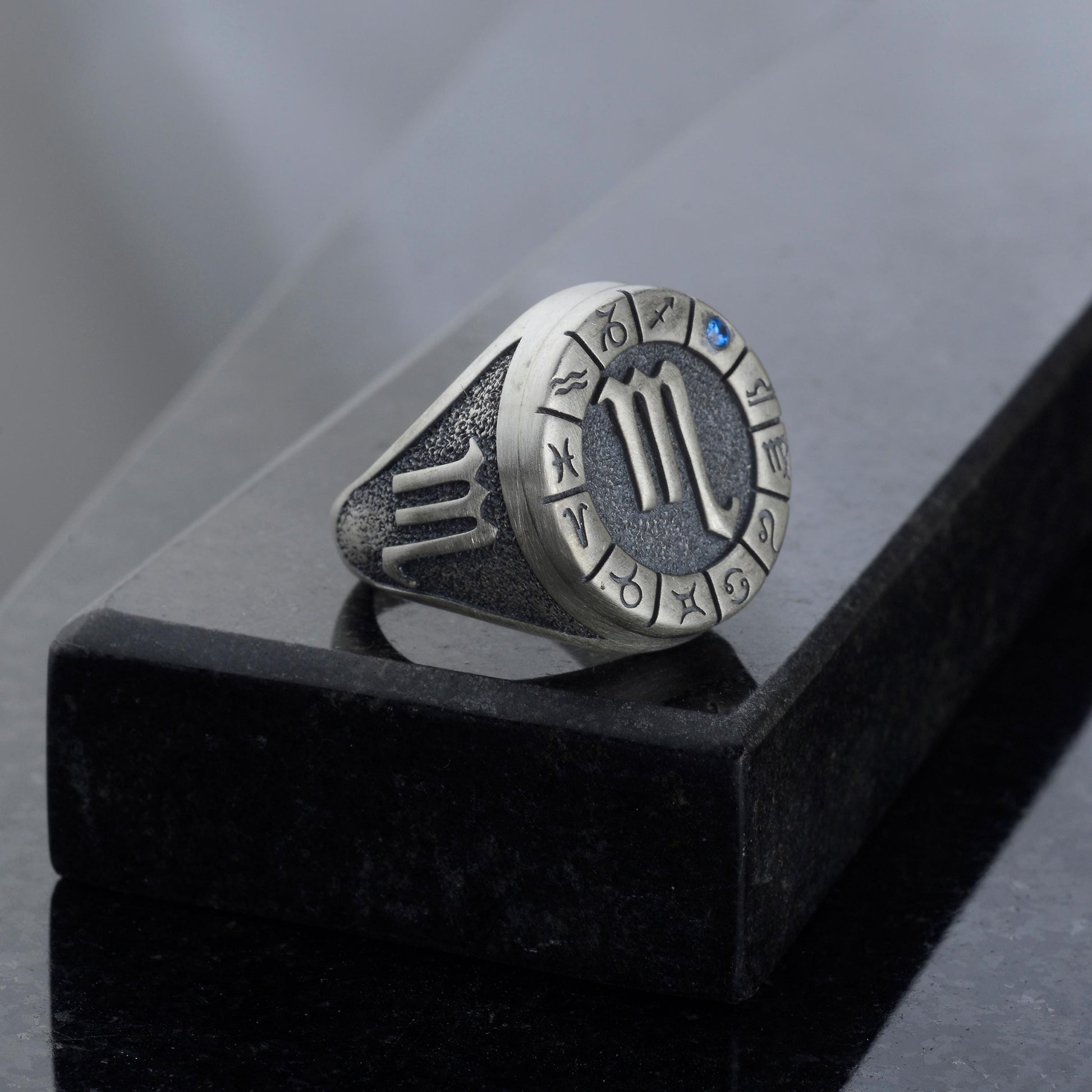 Sterling Silver Scorpio Zodiac Ring: Horoscope Astrology Ring