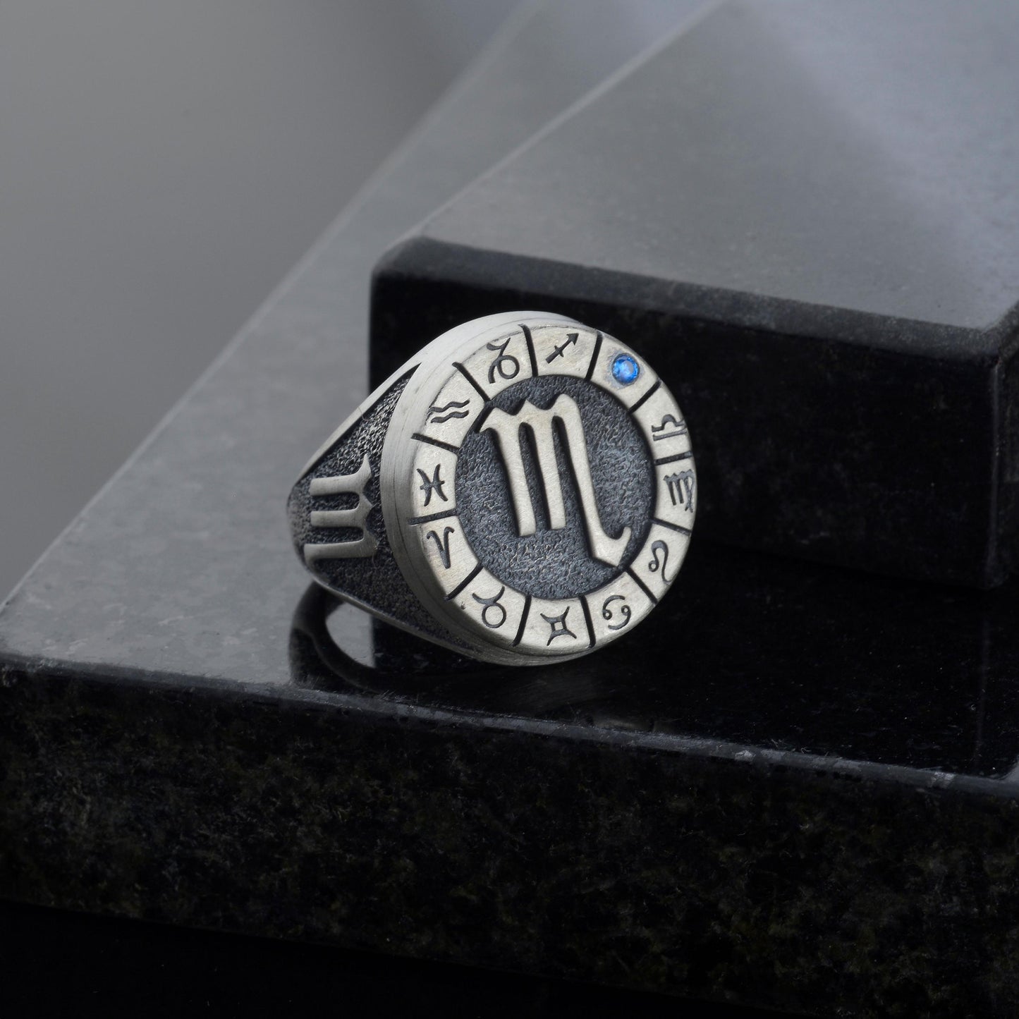 Sterling Silver Scorpio Zodiac Ring: Horoscope Astrology Ring