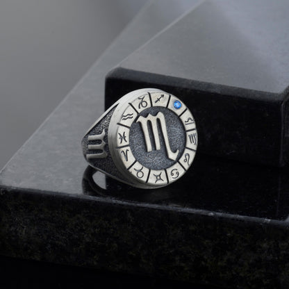 Sterling Silver Scorpio Zodiac Ring: Horoscope Astrology Ring