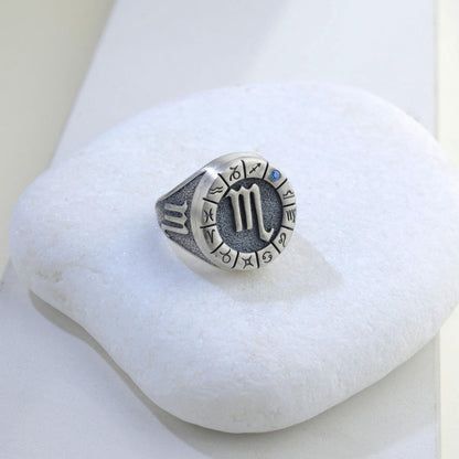 Sterling Silver Scorpio Zodiac Ring: Horoscope Astrology Ring