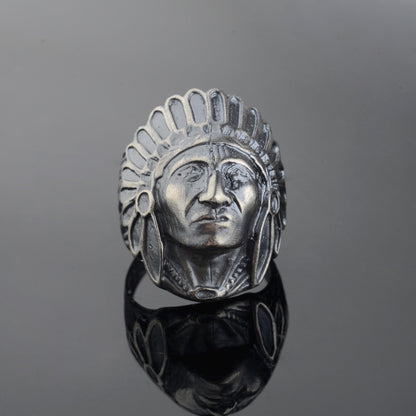 Sterling Silver Shaman Face Ring: Native American Handmade Jewelry