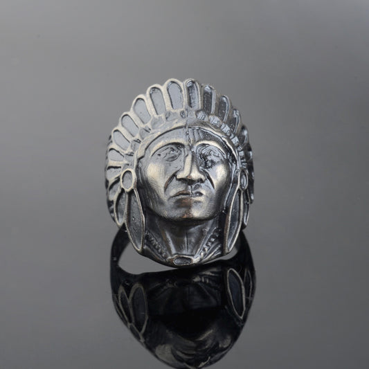 Sterling Silver Shaman Face Ring: Native American Handmade Jewelry
