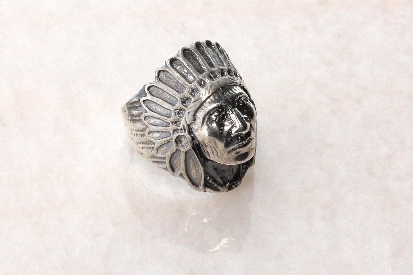 Sterling Silver Shaman Face Ring: Native American Handmade Jewelry