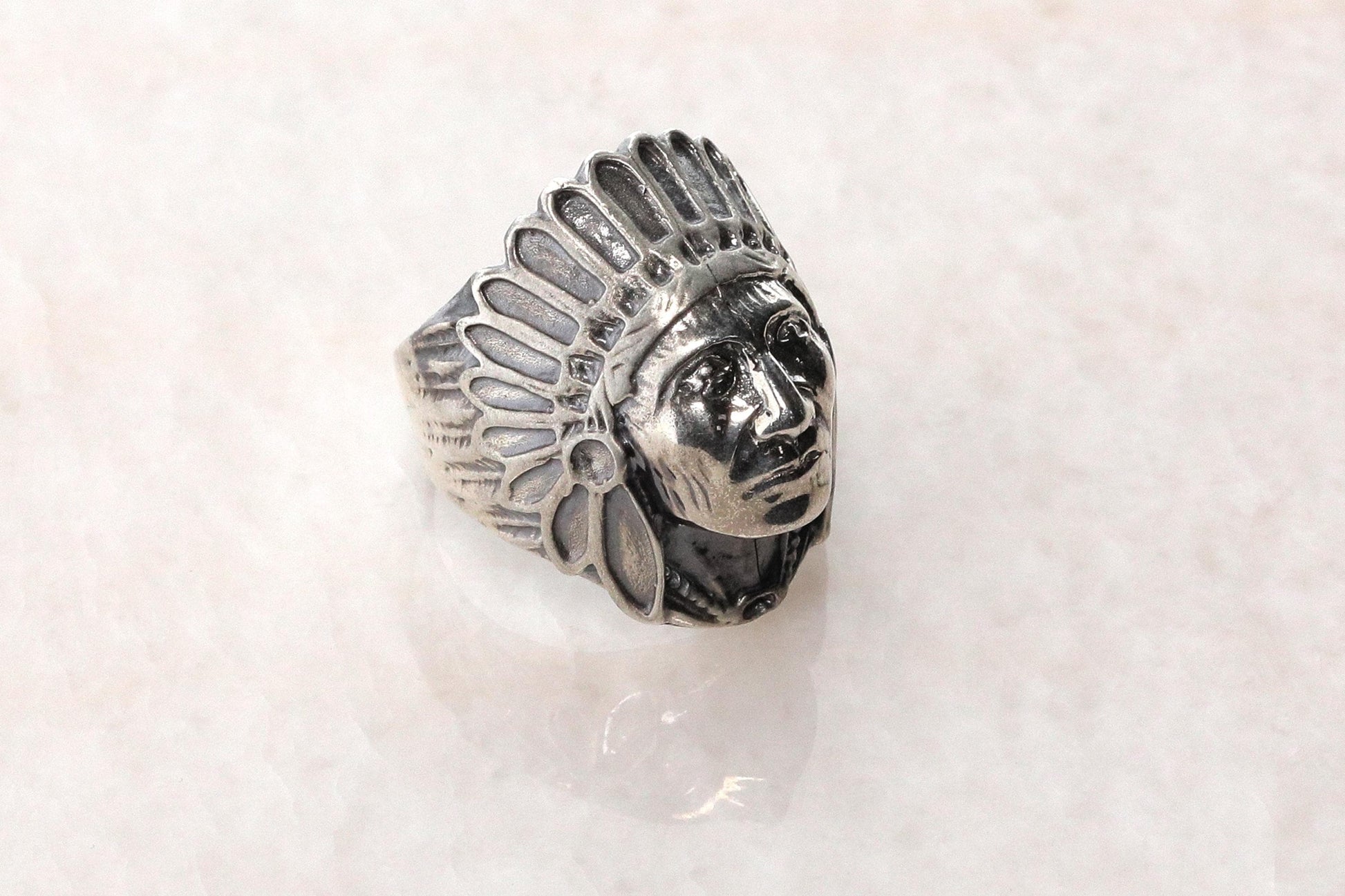 Sterling Silver Shaman Face Ring: Native American Handmade Jewelry