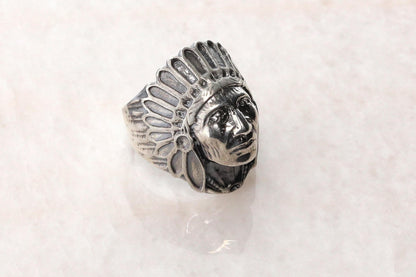 Sterling Silver Shaman Face Ring: Native American Handmade Jewelry