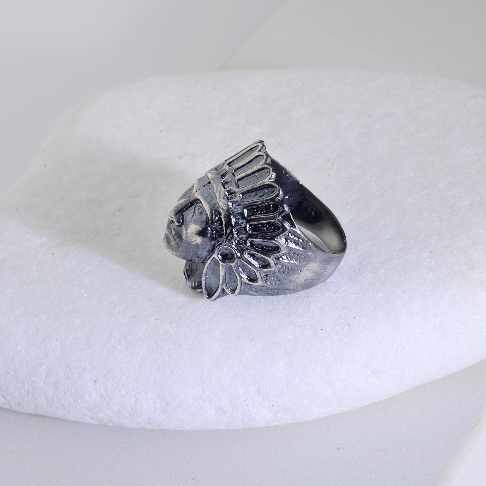 Sterling Silver Shaman Face Ring: Native American Handmade Jewelry