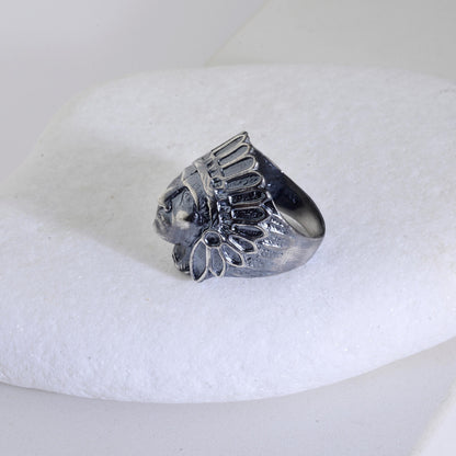 Sterling Silver Shaman Face Ring: Native American Handmade Jewelry