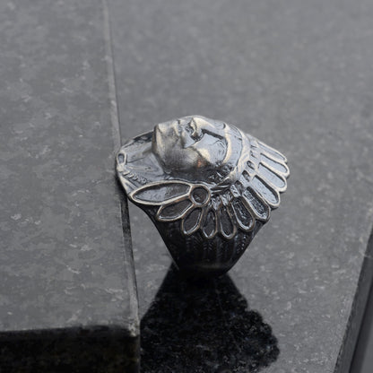 Sterling Silver Shaman Face Ring: Native American Handmade Jewelry