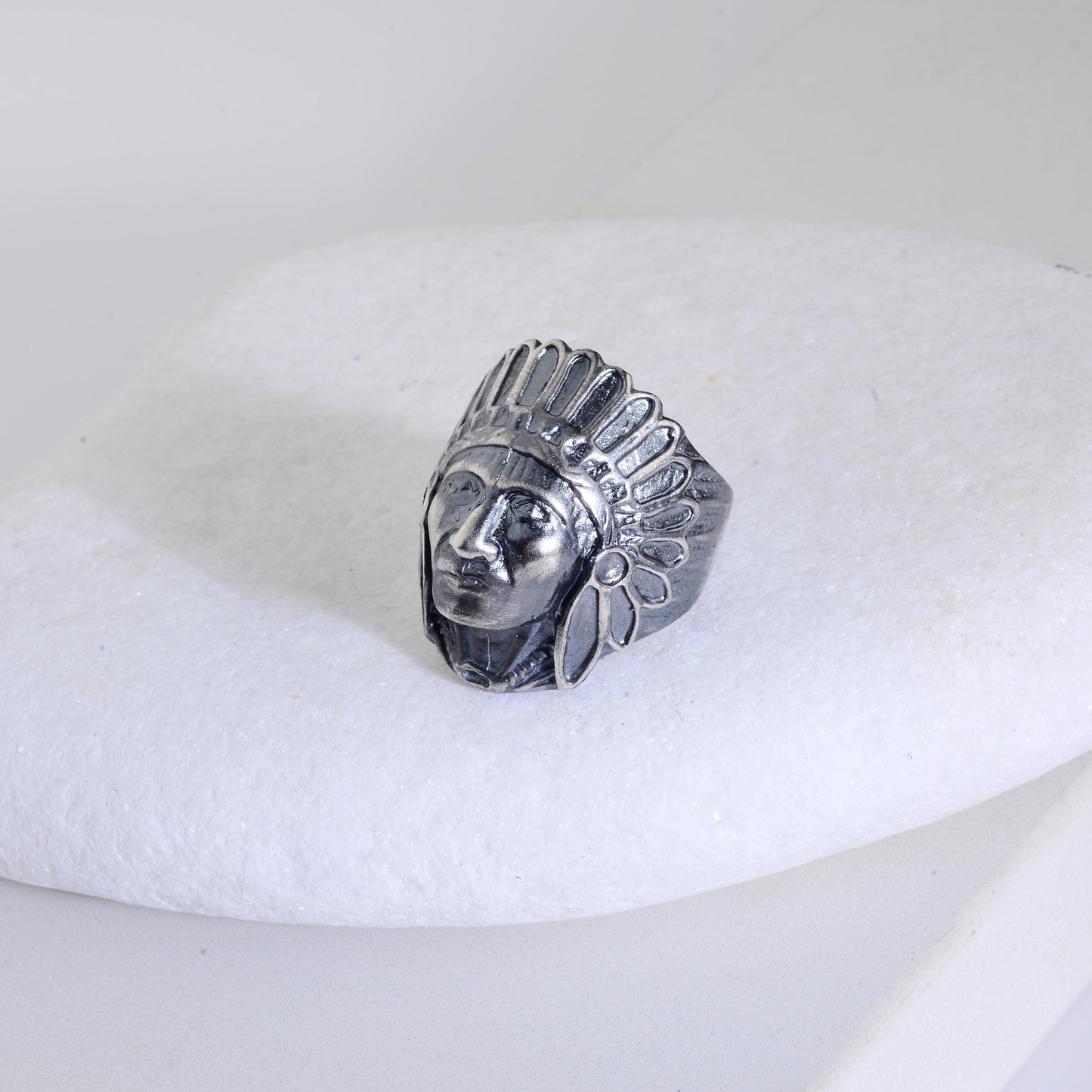 Sterling Silver Shaman Face Ring: Native American Handmade Jewelry