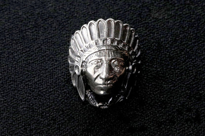 Sterling Silver Shaman Face Ring: Native American Handmade Jewelry