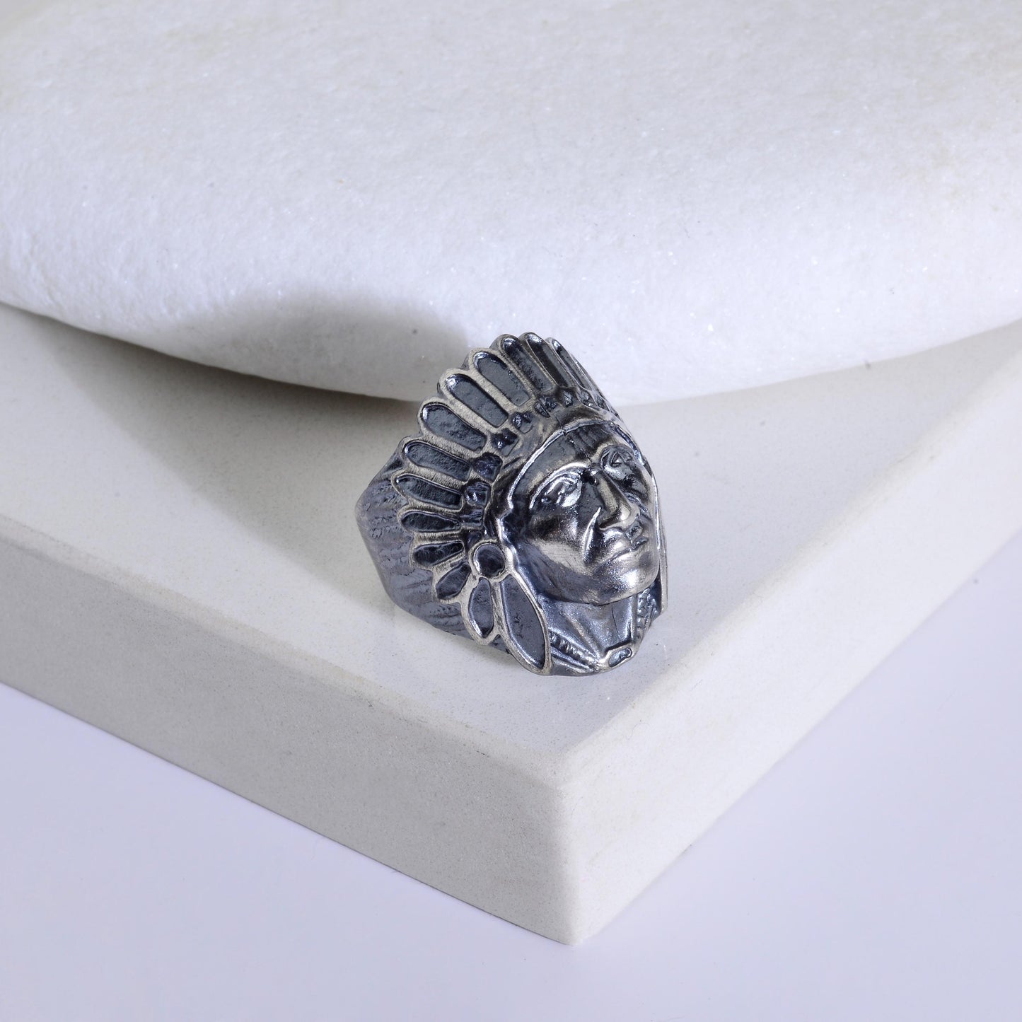 Sterling Silver Shaman Face Ring: Native American Handmade Jewelry