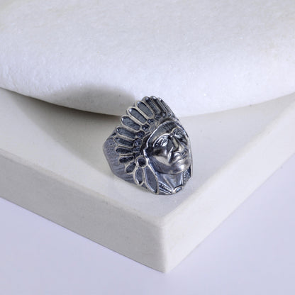 Sterling Silver Shaman Face Ring: Native American Handmade Jewelry