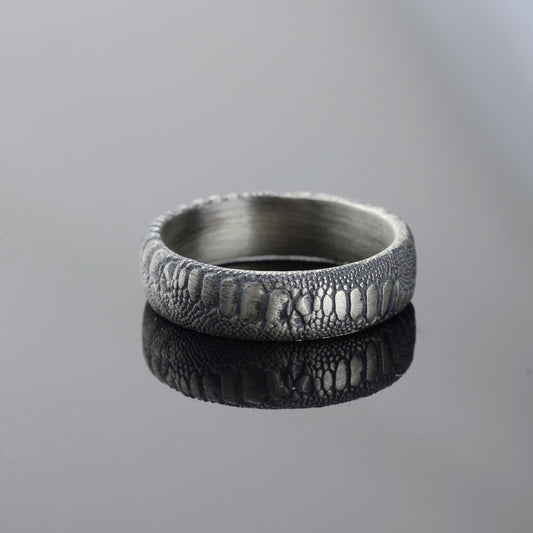 Sterling Silver Snake Skin Ring: Handmade Rustic Reptile Jewelry