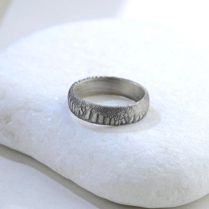 Sterling Silver Snake Skin Ring: Handmade Rustic Reptile Jewelry