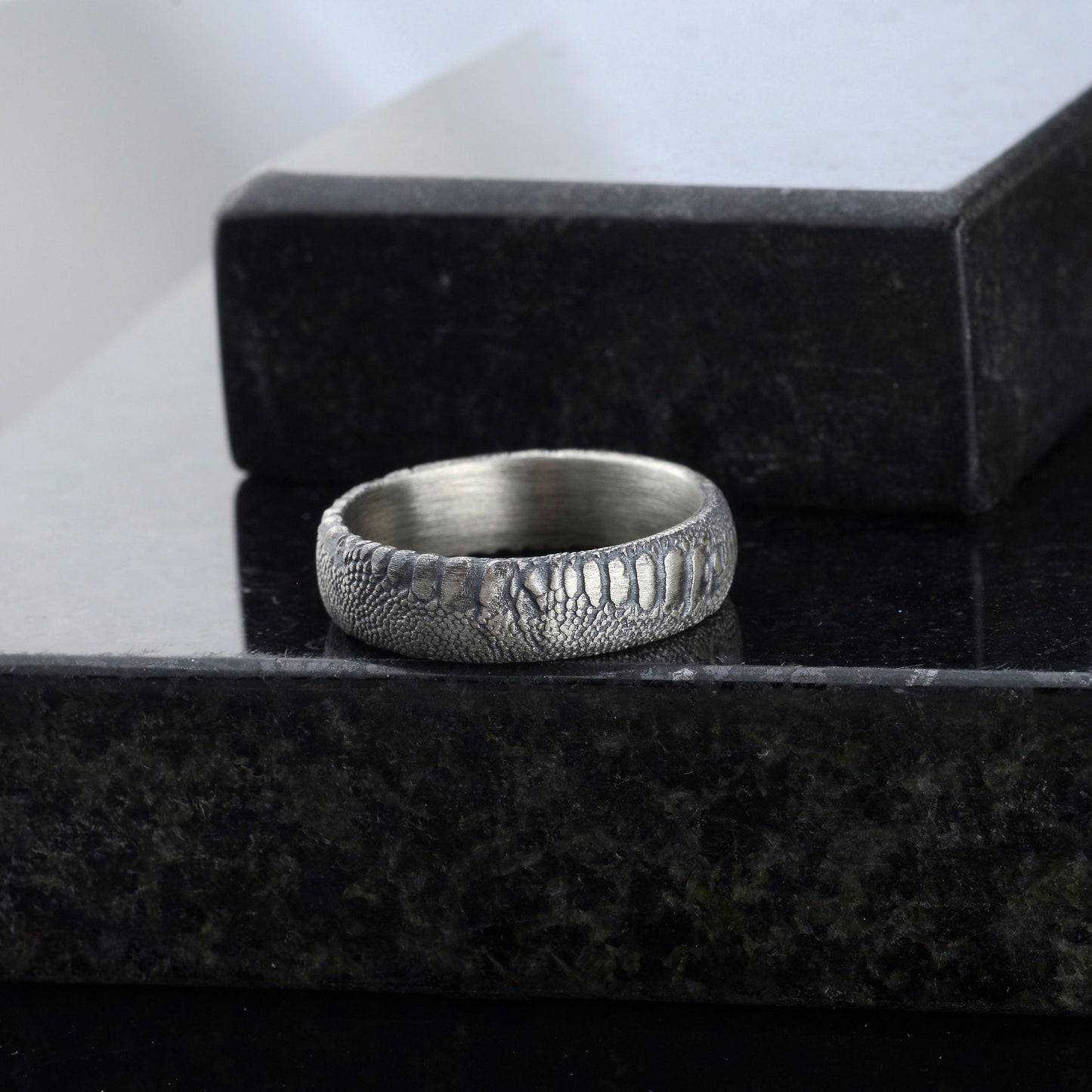Sterling Silver Snake Skin Ring: Handmade Rustic Reptile Jewelry