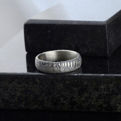 Sterling Silver Snake Skin Ring: Handmade Rustic Reptile Jewelry