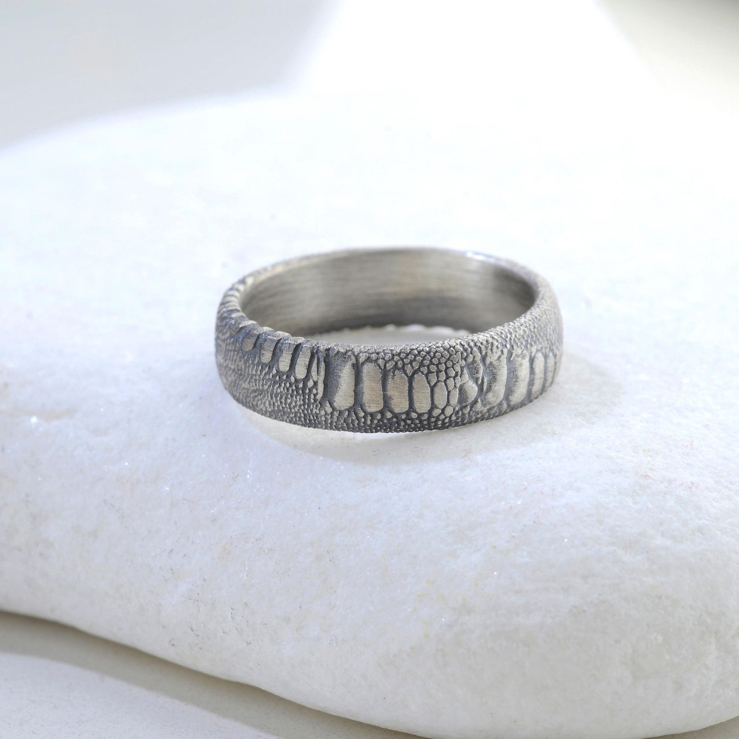 Sterling Silver Snake Skin Ring: Handmade Rustic Reptile Jewelry