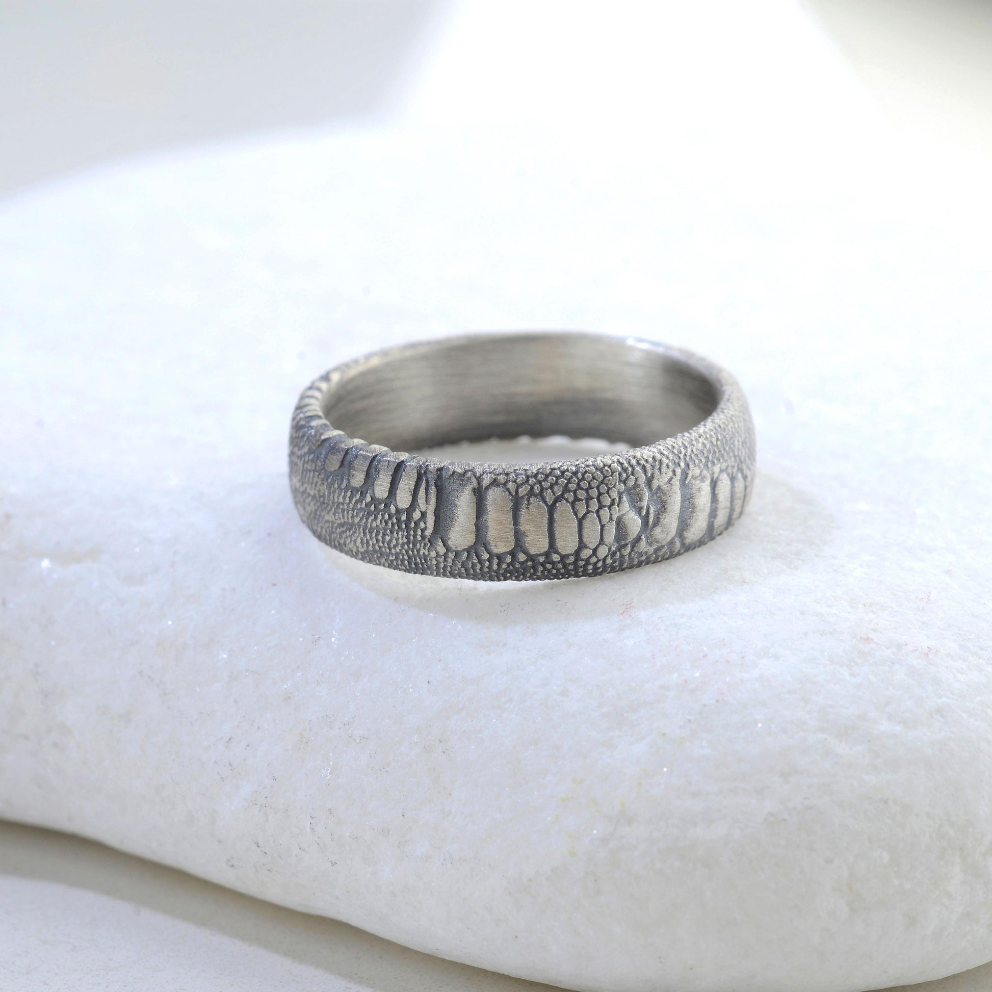 Sterling Silver Snake Skin Ring: Handmade Rustic Reptile Jewelry