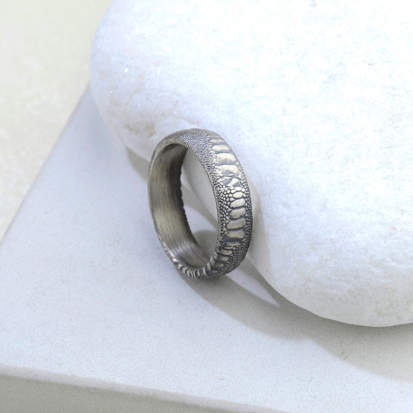 Sterling Silver Snake Skin Ring: Handmade Rustic Reptile Jewelry