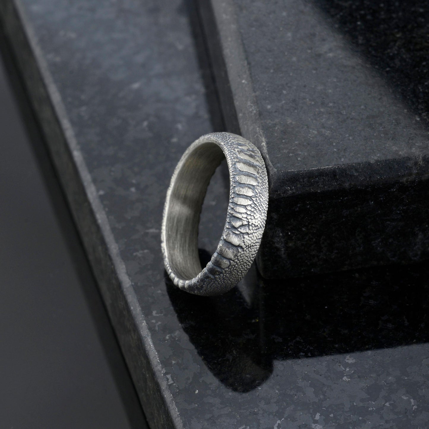 Sterling Silver Snake Skin Ring: Handmade Rustic Reptile Jewelry