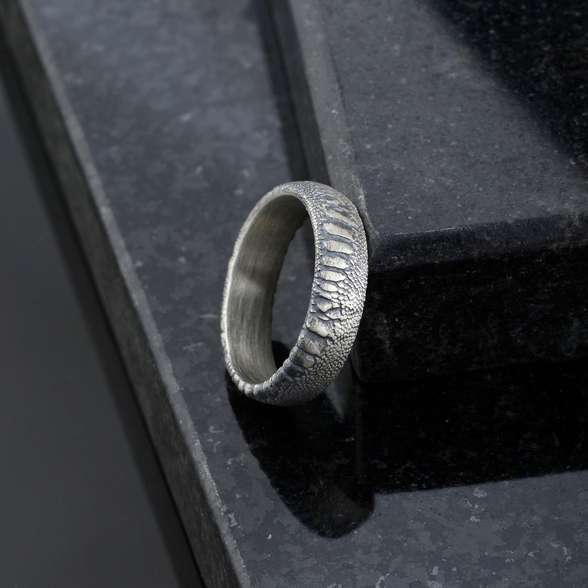 Sterling Silver Snake Skin Ring: Handmade Rustic Reptile Jewelry