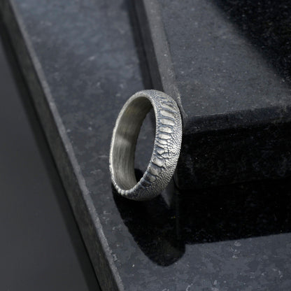 Sterling Silver Snake Skin Ring: Handmade Rustic Reptile Jewelry