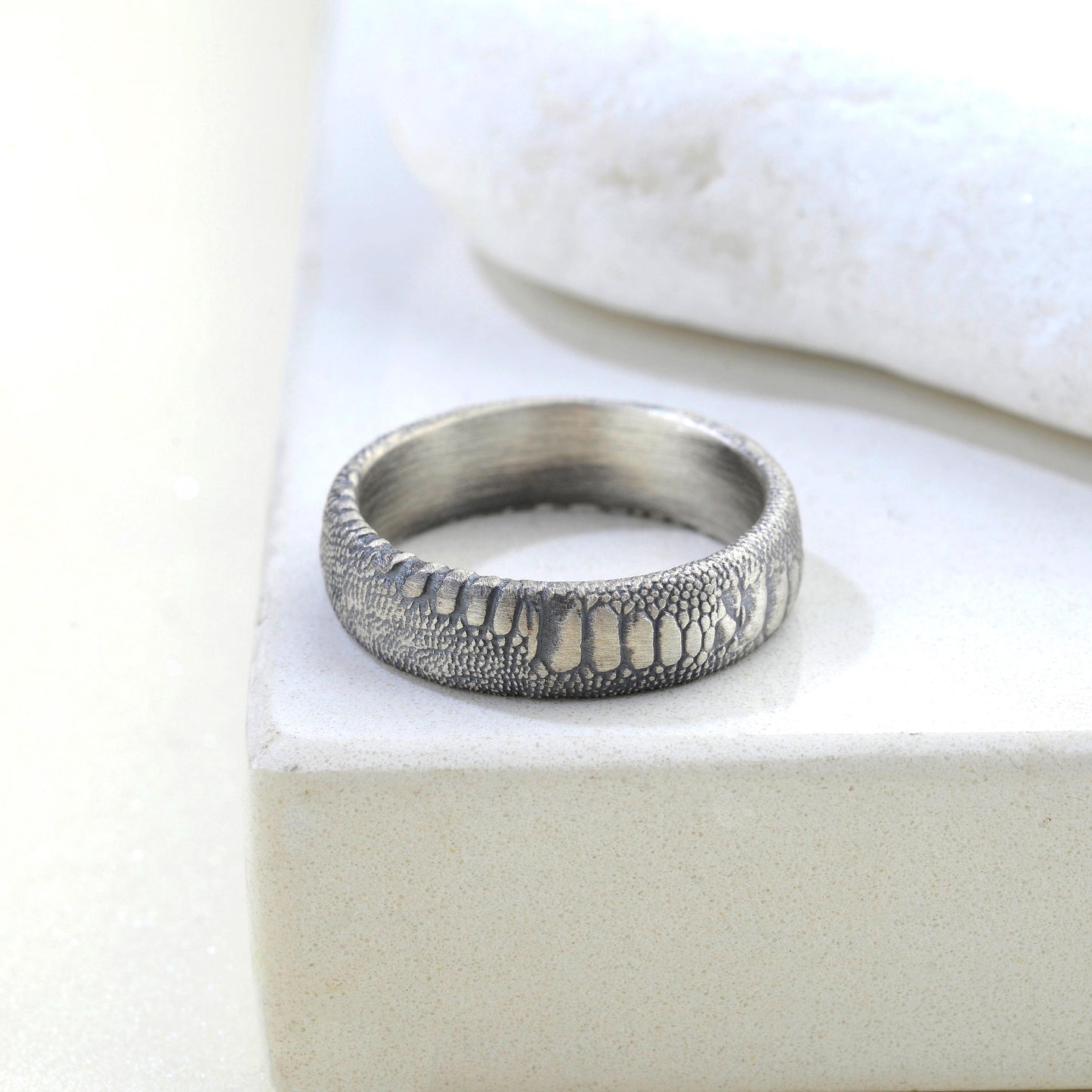 Sterling Silver Snake Skin Ring: Handmade Rustic Reptile Jewelry