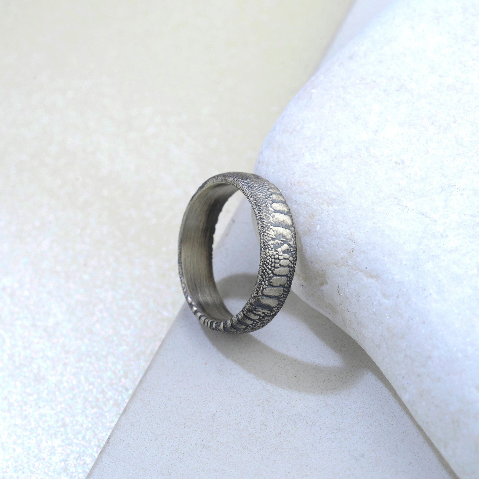 Sterling Silver Snake Skin Ring: Handmade Rustic Reptile Jewelry